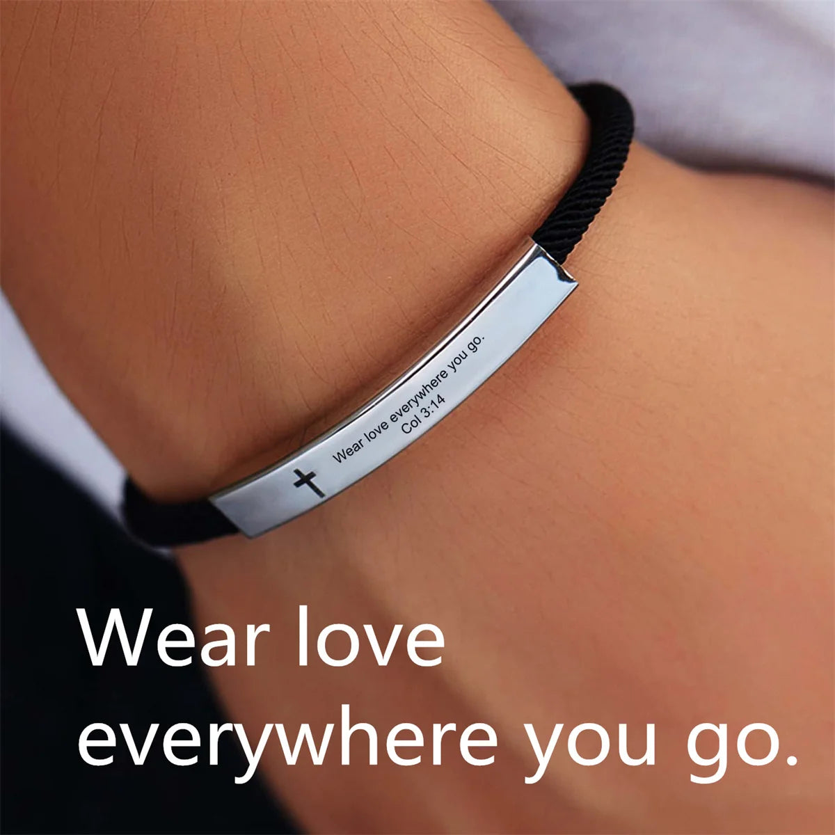 Cross Jesus Scripture Bracelet Christian Bible Verse Stainless Steel Bracelets for Men Women Religious Faith Prayer Jewelry Gift