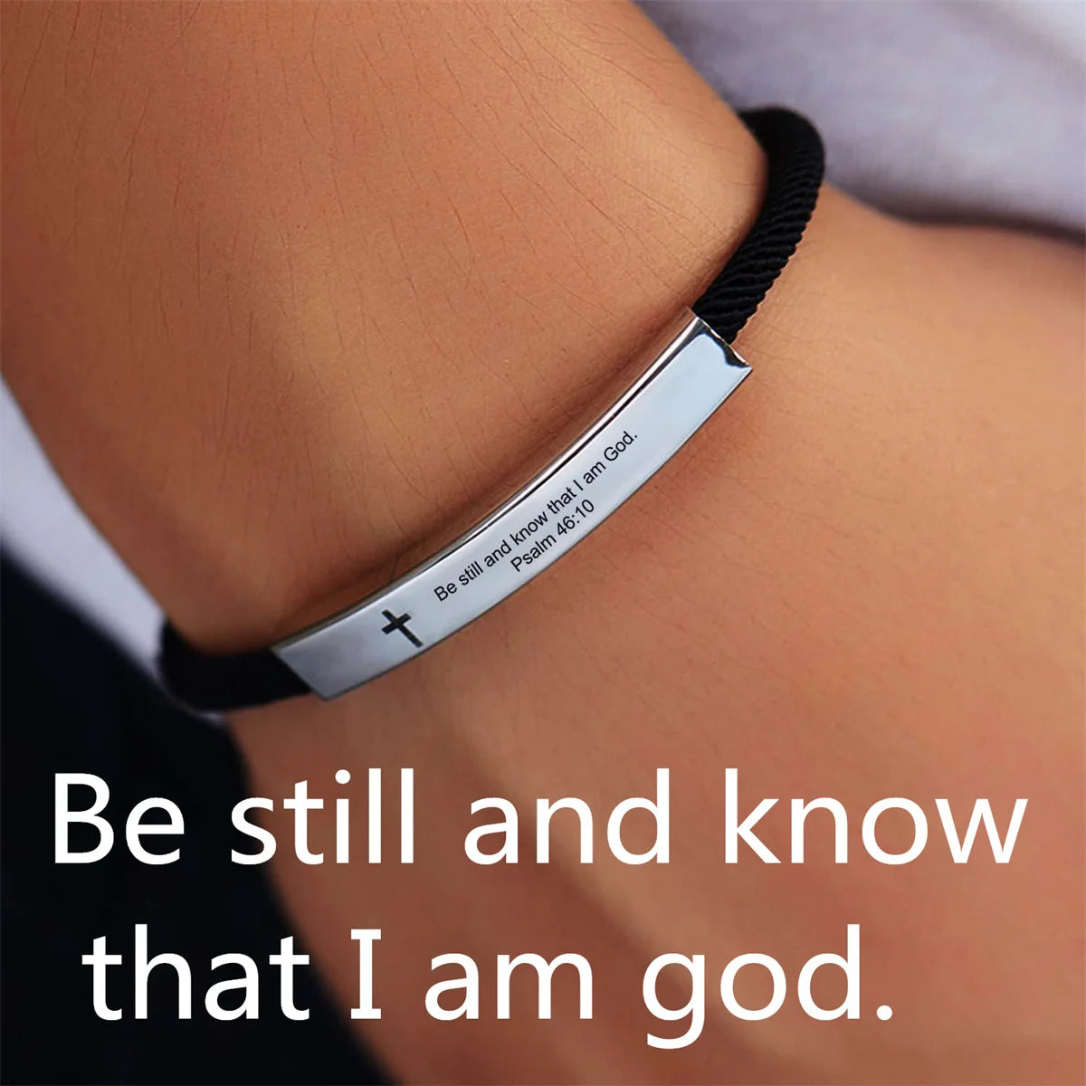 Cross Jesus Scripture Bracelet Christian Bible Verse Stainless Steel Bracelets for Men Women Religious Faith Prayer Jewelry Gift